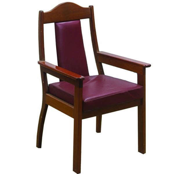 Leather dining chair with armrest
