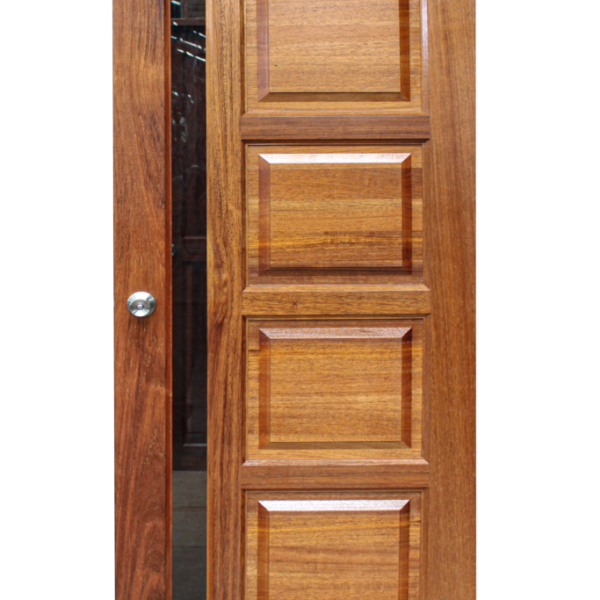 Solid Kwila/Merbau Timber Entrance Door 4 Panel + Glass Size: 2040mm x 820mm x 40mm